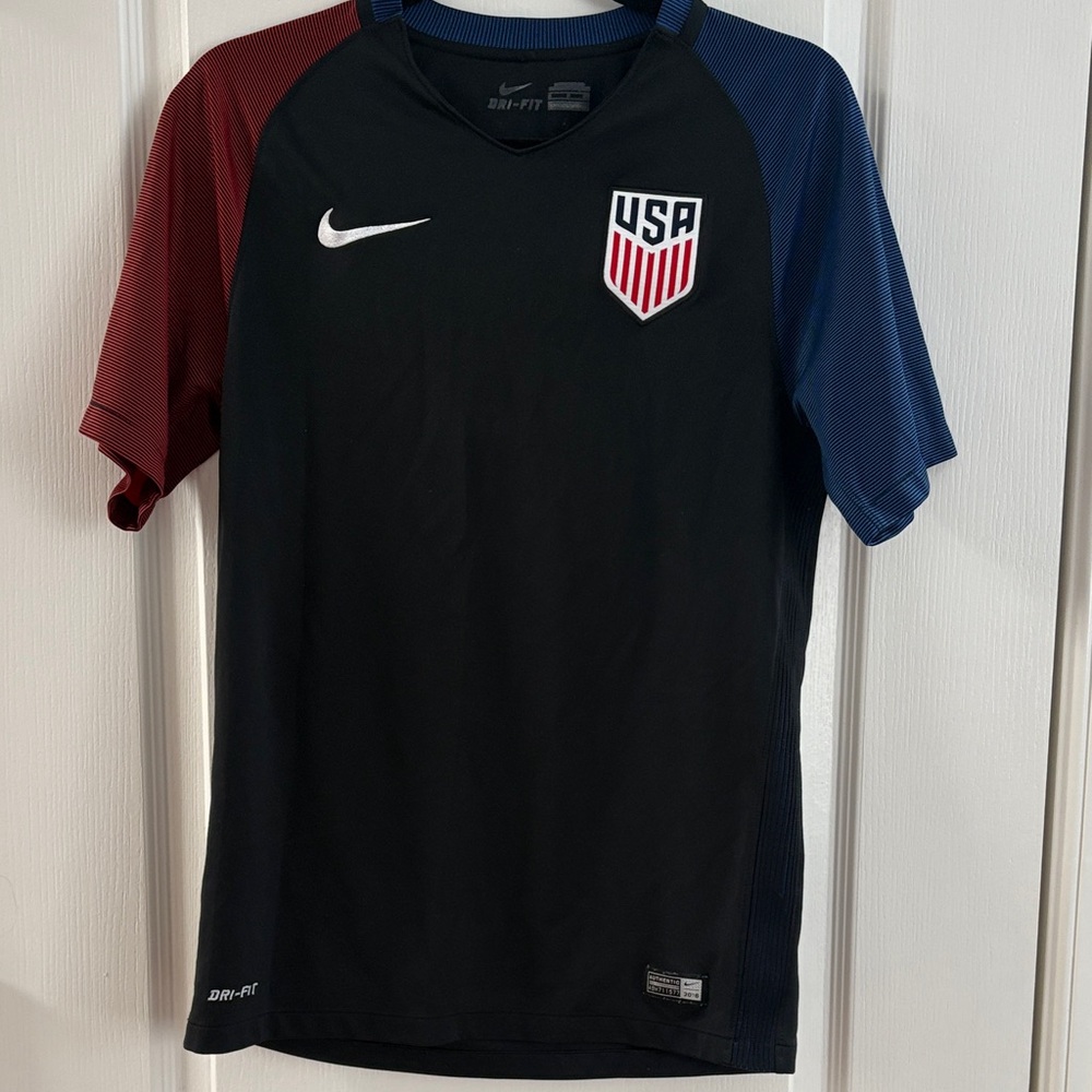 Nike USA Black Soccer Jersey with Red and Blue Sleeves